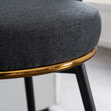 A set of 2 gray rotating bar stools - high backrest, adjustable, with elegant metal backrest decoration - V.I.P Digital Presence
