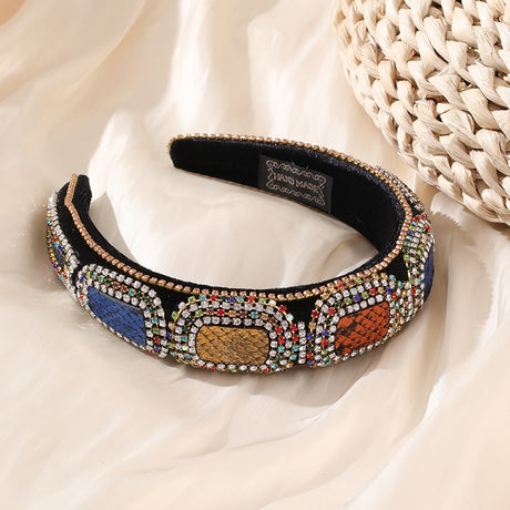 Fashionable colorful diamond sponge hair hoop women's wide brimmed Baroque hair accessories - V.I.P Digital Presence