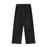 Wrinkled Casual Straight Cargo Pants Men's American Loose Solid Color Thin Sports Drawstring Cuffed Long Trousers - V.I.P Digital Presence