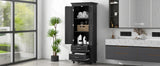 Tall Storage Cabinet with Two Drawers for Bathroom/Office, Black - V.I.P Digital Presence