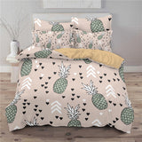 Small fresh pineapple 3D printed three-piece European and American bedding cover