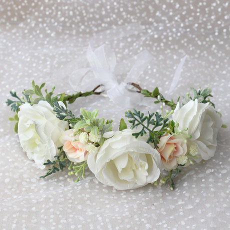 Korean style flower garland headwear fresh large peony flower crown runway dance party headband vacation countryside headband - V.I.P Digital Presence