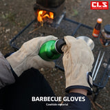 Guantes de barbacoa para picnic al aire libre, de cuero, resistentes al desgaste, con aislamiento térmico y antiescaldaduras.