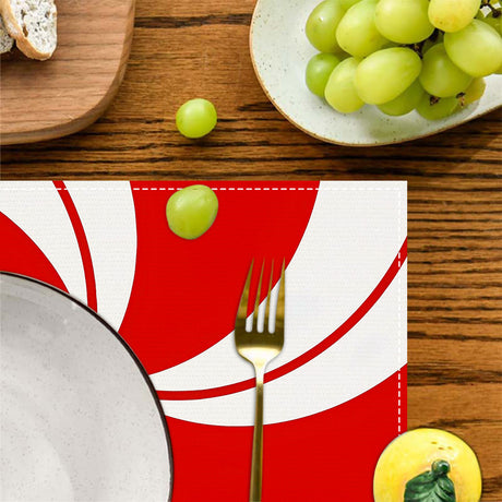 Christmas placemat red candy striped printed table mat holiday table decoration insulated mat coaster - V.I.P Digital Presence