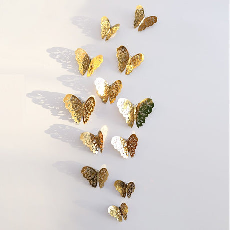 12pcs 3D Hollow Butterfly Wall Sticker for Home Decor DIY Butterflies Fridge stickers  Room Decoration Party Wedding Decor - V.I.P Digital Presence