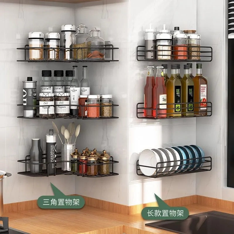 Bathroom Storage Rack Toilet Washroom Wall-Mounted Hole-Free Multi-Functional Iron Mesh Long Strip Organizer - V.I.P Digital Presence