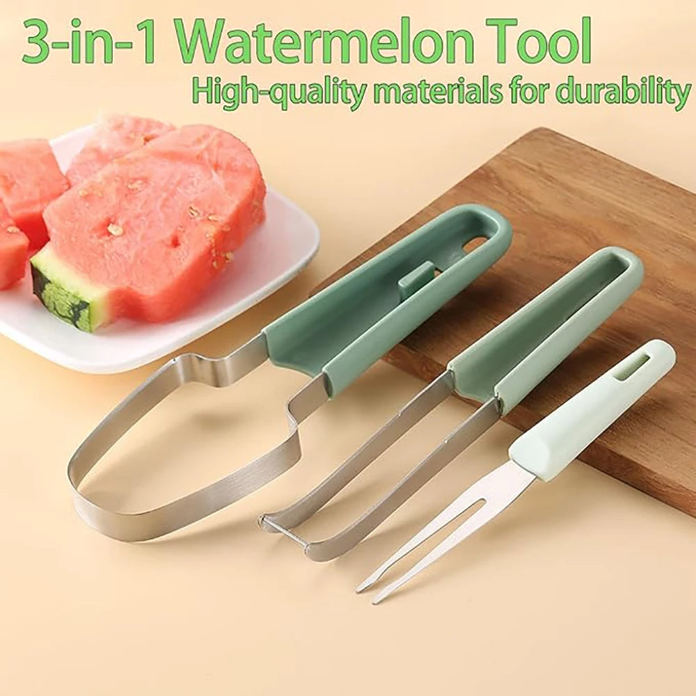 3-in-1 Watermelon Cutter Stainless Steel Fruit Carving Knife Multi-functional Melon Fork Slicer Tool for Camping Kitchen Gadgets - V.I.P Digital Presence