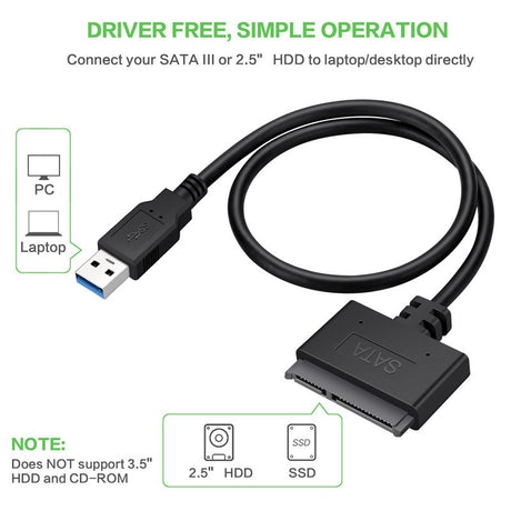 USB 3.0 Easy Drive Cable SATA to USB 3.0 Cable 2.5-inch Hard Disk Adapter Cable 0.5m - V.I.P Digital Presence