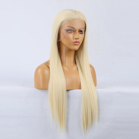 Natural Realistic Wig 613# Chemical Fiber Front Lace Long Straight Hair Matte High Temperature Silk Headgear - V.I.P Digital Presence