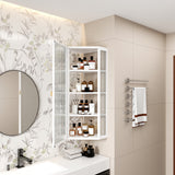 Glass Door Wall Mounted Corner Cabinet with Featuring Four-tier Storage  White