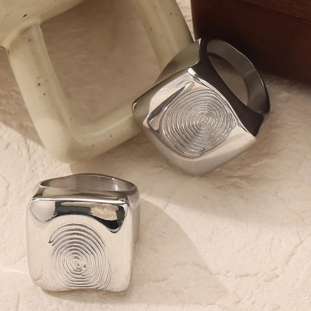 Titanium Steel Fingerprint Signet Ring - V.I.P Digital Presence