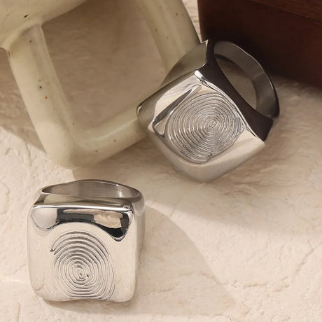 Titanium Steel Fingerprint Signet Ring - V.I.P Digital Presence