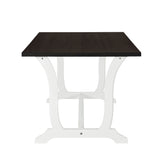 TOPMAX Farmhouse 6-Piece Trestle Dining Table Set with Upholstered Dining Chairs and Bench  59inch, White