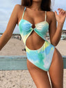 Cutout Tie-Dye Spaghetti Strap One-Piece Swimwear - V.I.P Digital Presence