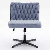 Armless Office Desk Chair No Wheels BLUE