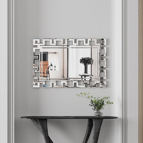 Large Wall-Mounted Silver Decorative Rectangular Wall Mirror for Home, Living Room, Bedroom, Entryway (clear HD mirror) - V.I.P Digital Presence