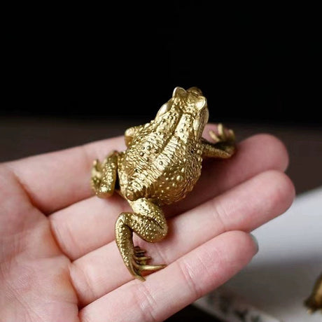 Brass Golden Toad and Toad Fortune Ornament Table Retro Frog Copper Toad Tea Tray Ornament - V.I.P Digital Presence