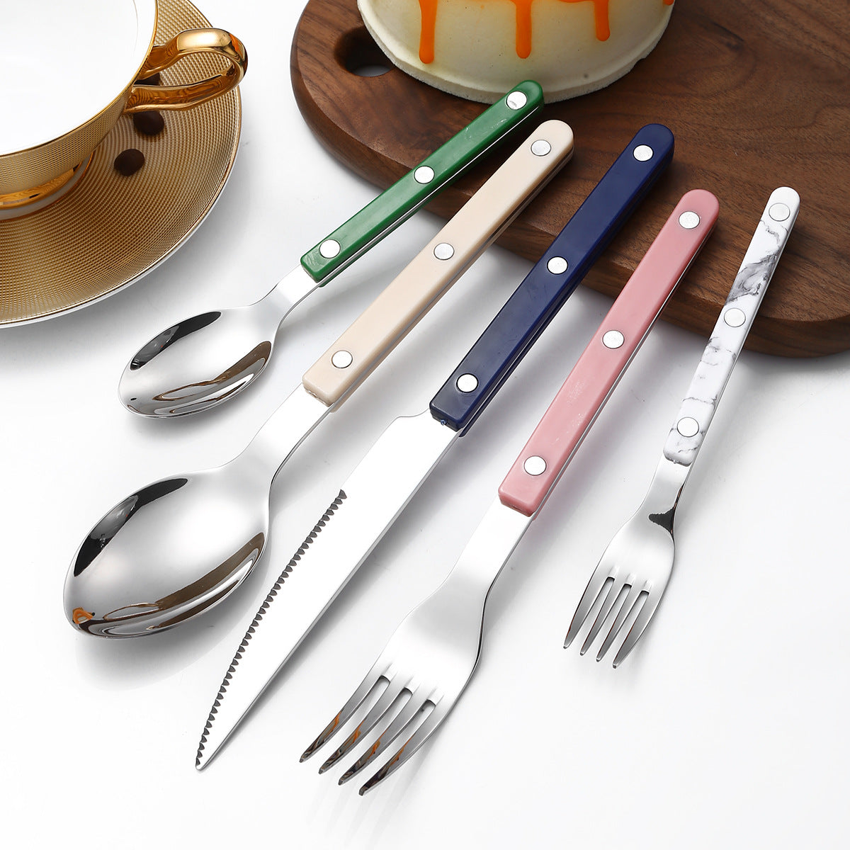 French Rivet ABS Handle Hotel Western Tableware Steak Knife Butter Knife Set - V.I.P Digital Presence