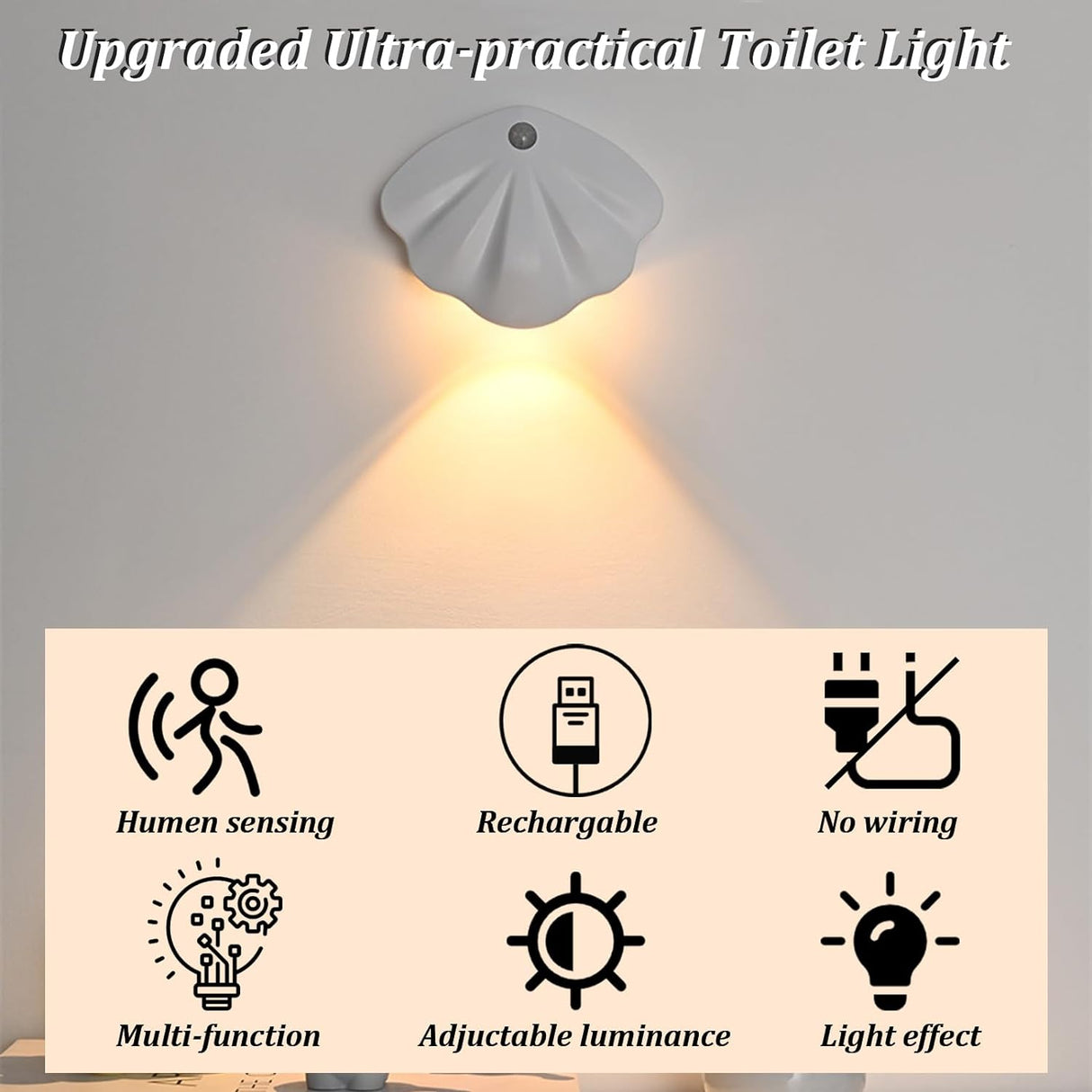 Rechargeable Toilet Light - Toilet Night Light with Motion Sensor for Toilet Stairs Hallway Cabinet - V.I.P Digital Presence