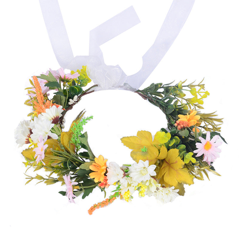 Flower garland scenic spot birthday wedding best friend bridesmaid headband small chrysanthemum flower wreath headwear - V.I.P Digital Presence