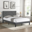 Queen Size Upholstered Platform Bed Frame Wood Slat Support Grey - V.I.P Digital Presence