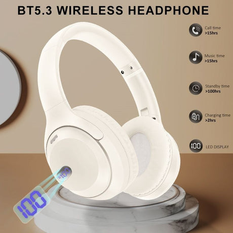 Wireless Bluetooth headset with battery display long battery life and foldable design - V.I.P Digital Presence