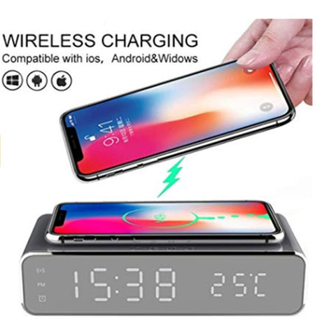 Wireless charging time display thermometer alarm clock wireless charging - V.I.P Digital Presence