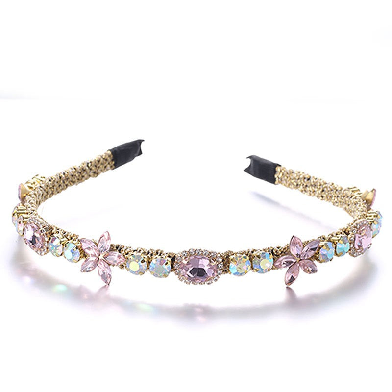 Crystal flower set with colorful glass diamond fine edge hair hoop - V.I.P Digital Presence