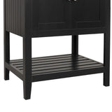 24" Black Modern Sleek Bathroom Vanity Elegant Ceramic Sink with Solid Wood Frame Open Style Shelf - V.I.P Digital Presence