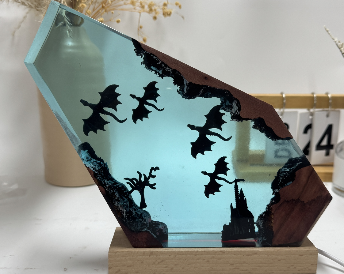 Fire Dragon and Ice Dragon Resin Lamp 3D Dragon Desk Lamp Game of Power Dragon Lamp Lighting Home Decoration - V.I.P Digital Presence