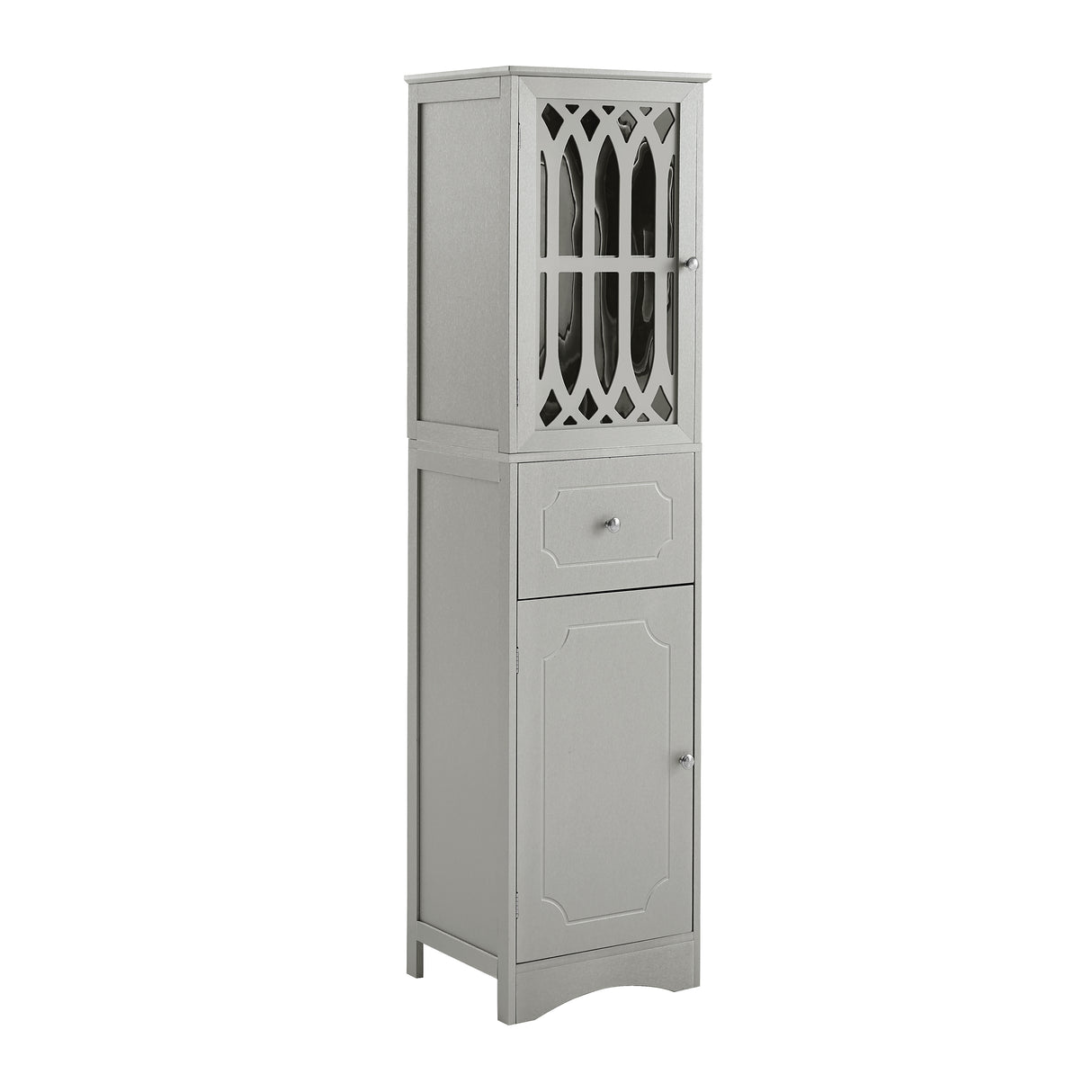 Tall Bathroom Cabinet, Freestanding Storage Cabinet with Drawer and Doors, MDF Board, Acrylic Door, Adjustable Shelf, Grey - V.I.P Digital Presence