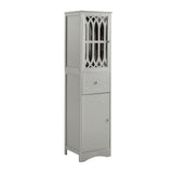 Tall Bathroom Cabinet, Freestanding Storage Cabinet with Drawer and Doors, MDF Board, Acrylic Door, Adjustable Shelf, Grey - V.I.P Digital Presence