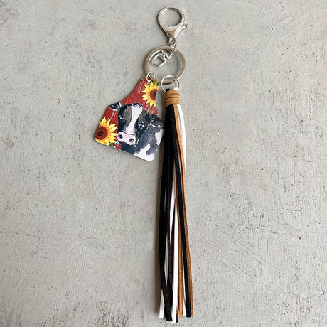 Handmade Popular Jewelry Western Farm Style Leather Keychain Cow Horse Deer Cow Brand Leather Tassels - V.I.P Digital Presence
