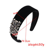 Fashionable solid color rhinestone wide edge sponge hair hoop - V.I.P Digital Presence