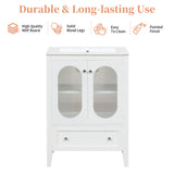 24" Bathroom Vanity with Sink, Bathroom Vanity Cabinet with One Drawer and Doors, Adjustable Shelf, Solid Wood and MDF, White - V.I.P Digital Presence