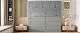 Full Size Murphy Bed Wall Bed with Top Cabinets,Gray - V.I.P Digital Presence