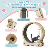 Indoor cat treadmill with carpet, tear device and latch natural wood, 39.4 inches long x 13.2 inches wide x 41.3 inches high - V.I.P Digital Presence