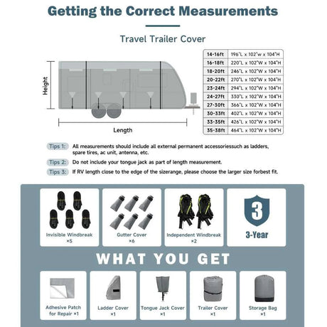 Umbrauto RV Cover,7 Layers Travel Trailer Cover, Waterproof Camper Cover,Grey - V.I.P Digital Presence