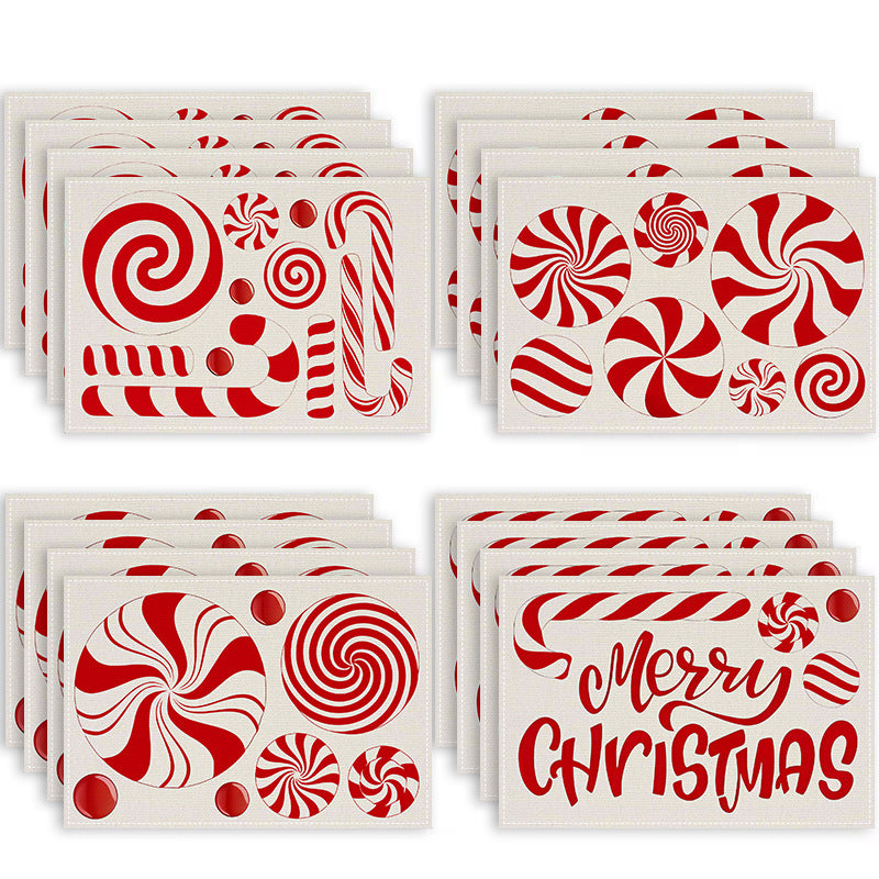 Christmas meal mat linen candy letter printed table mat living room dining table decoration insulation mat - V.I.P Digital Presence