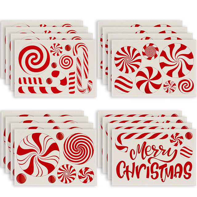 Christmas meal mat linen candy letter printed table mat living room dining table decoration insulation mat - V.I.P Digital Presence