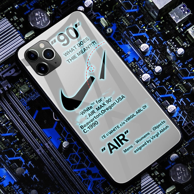 Funda deportiva con luz LED para iPhone 12, 11 Pro Max, 8, 7, 6, 6S Plus, carcasa de vidrio templado con flash para iPhone X, XS, MAX, XR, SE 