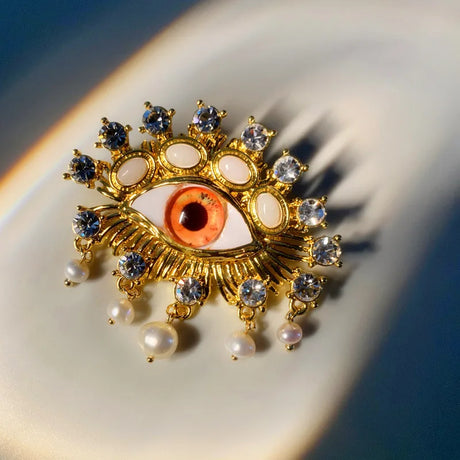 New Exaggerated Devil's Eye Brooch Baroque Pearl Tassel for Men Women Unisex Pin Jewelry European And American Vintage - V.I.P Digital Presence