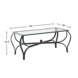 Tempered glass surface 3-piece coffee table decoration rectangular coffee table with 2 square end tables (country black) - V.I.P Digital Presence