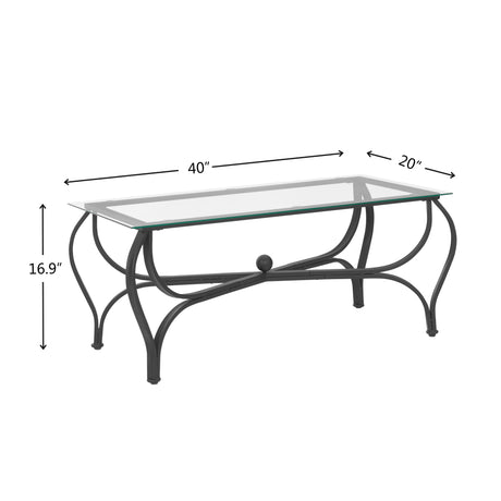 Tempered glass surface 3-piece coffee table decoration rectangular coffee table with 2 square end tables (country black) - V.I.P Digital Presence