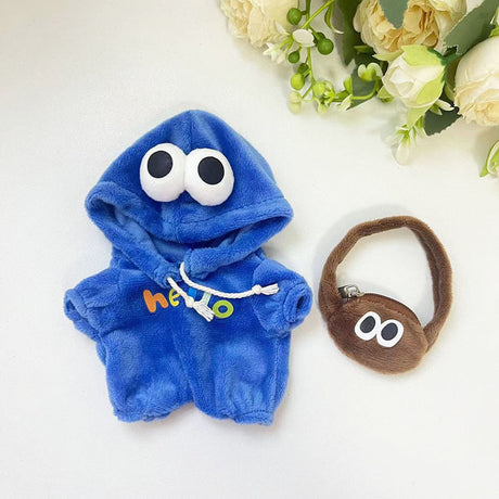 Clothing only] First and second generation keychains Labubu clothing pendant canvas shoulder bag sesame bird two-piece set - V.I.P Digital Presence