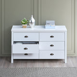 SAFARI 6-drawer main dressing table with interlocking drawer function, easy to assemble, classic white color - V.I.P Digital Presence