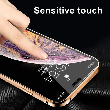 Magnetic Tempered Glass Privacy Metal Case For iphone 15 14 13 12 XR 11 Pro MAX X 7 8 6 Plus 360 Magnet Antispy Protective Cover - V.I.P Digital Presence