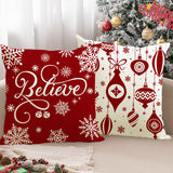 Christmas red ball pillow cover Christmas holiday themed home decoration pillowcase linen waist pillow - V.I.P Digital Presence