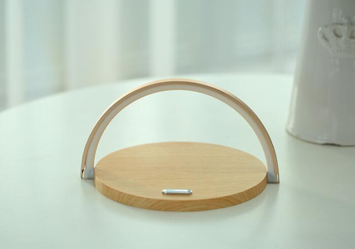 Lámpara de carga inalámbrica Qi de madera con soporte de luz nocturna para Samsung Galaxy S10e, Note10, 9 Plus y Xiaomi. 