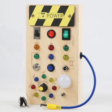 Montessori Busy Board Sensory Toys Wooden with LED Light Switch Control Board Travel Activities Kids Games for 2-4 Years Old - V.I.P Digital Presence